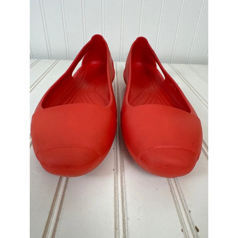 Crocs Sienna Flat Women Size 8 Red Orange Slip - On Shoes